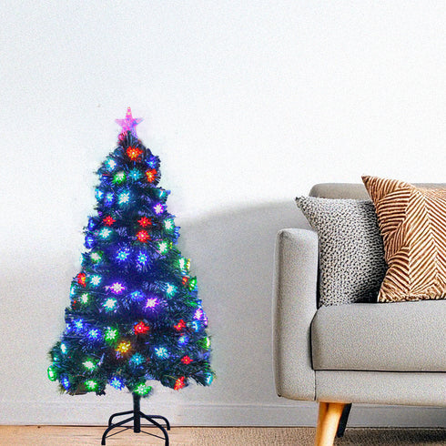 Star Lights Green Christmas Tree Pre-Lit Fibre Optic Ultra-bright Multicolour Flashing Lights